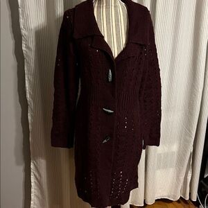 Cynthia Rowley Women's Burgundy Long Cardigan Sweater